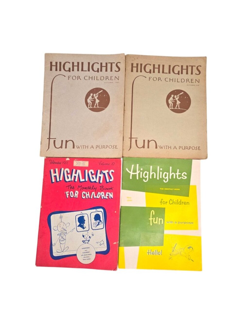 Vintage Highlights For Children Magazine Lot 1947 & 1950s Issues Activity Books